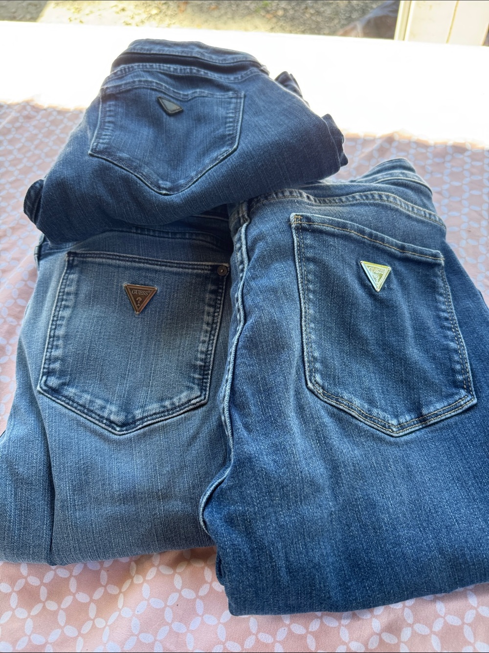 3 Pairs - Guess - Women’s Blue Denim Jeans - Classic Mid Wash